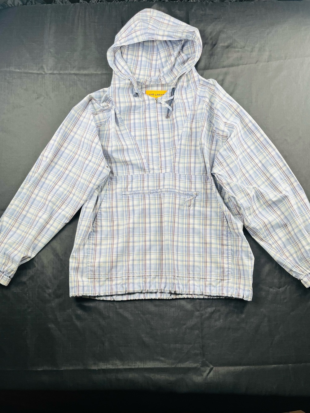 The Limited Light Blue and White Plaid Hooded Jacket